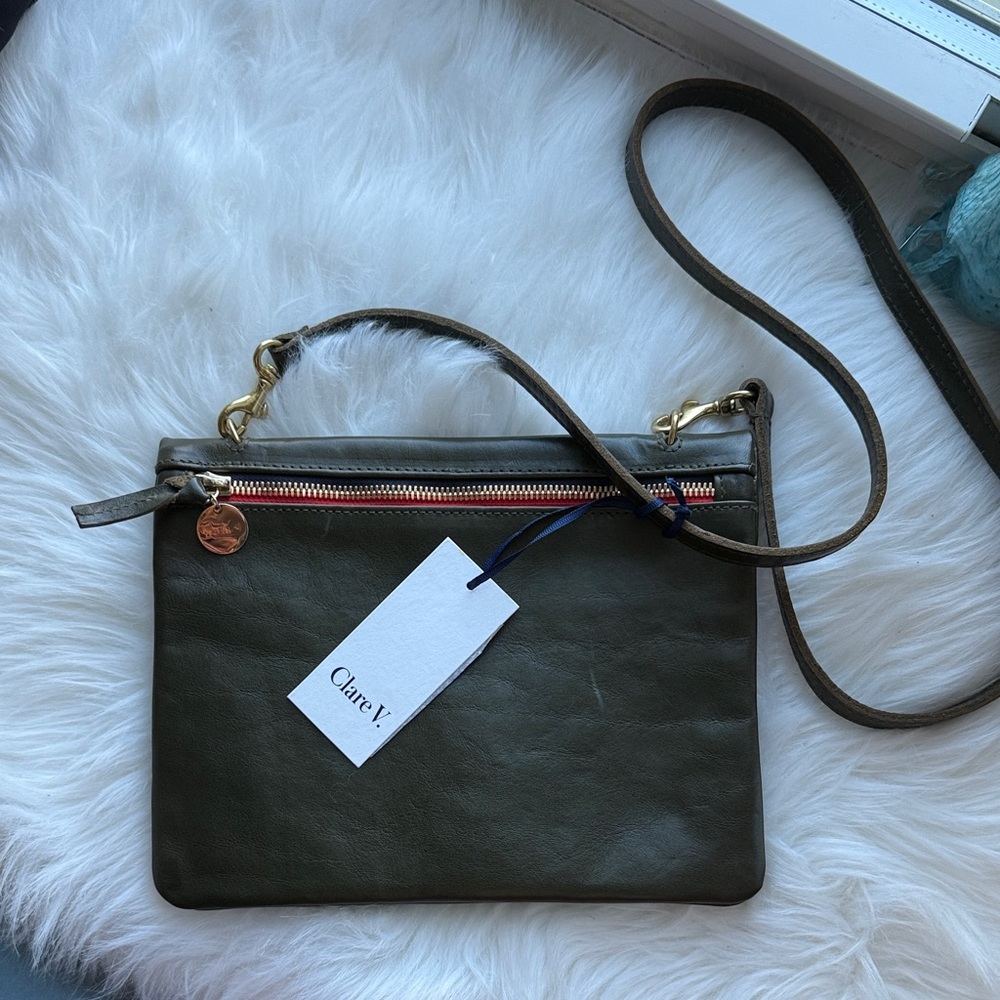 NWT Clare V Dark Olive Crossbody Bag